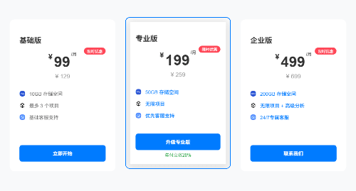 价格套餐卡片模板
