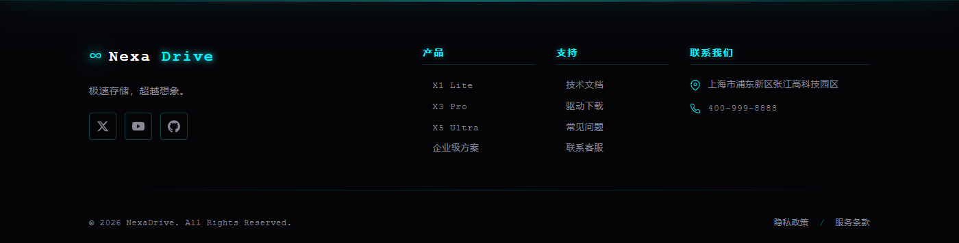 赛博朋克页脚模板预览